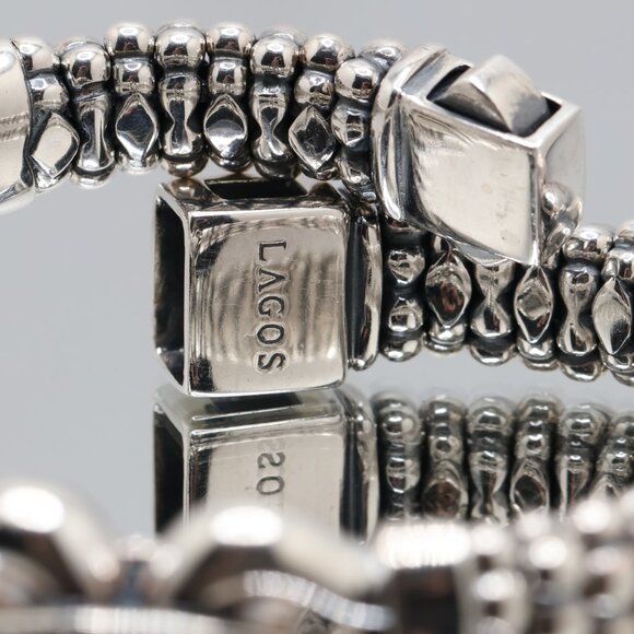 Authentic Lagos Caviar Sterling Silver 16 Cluster Diamond Bracelet - Picture 10 of 10